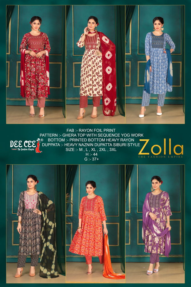 Zolla By Deecee Rayon Foil Printed Kurti With Bottom Dupatta Wholesale Shop In Surat